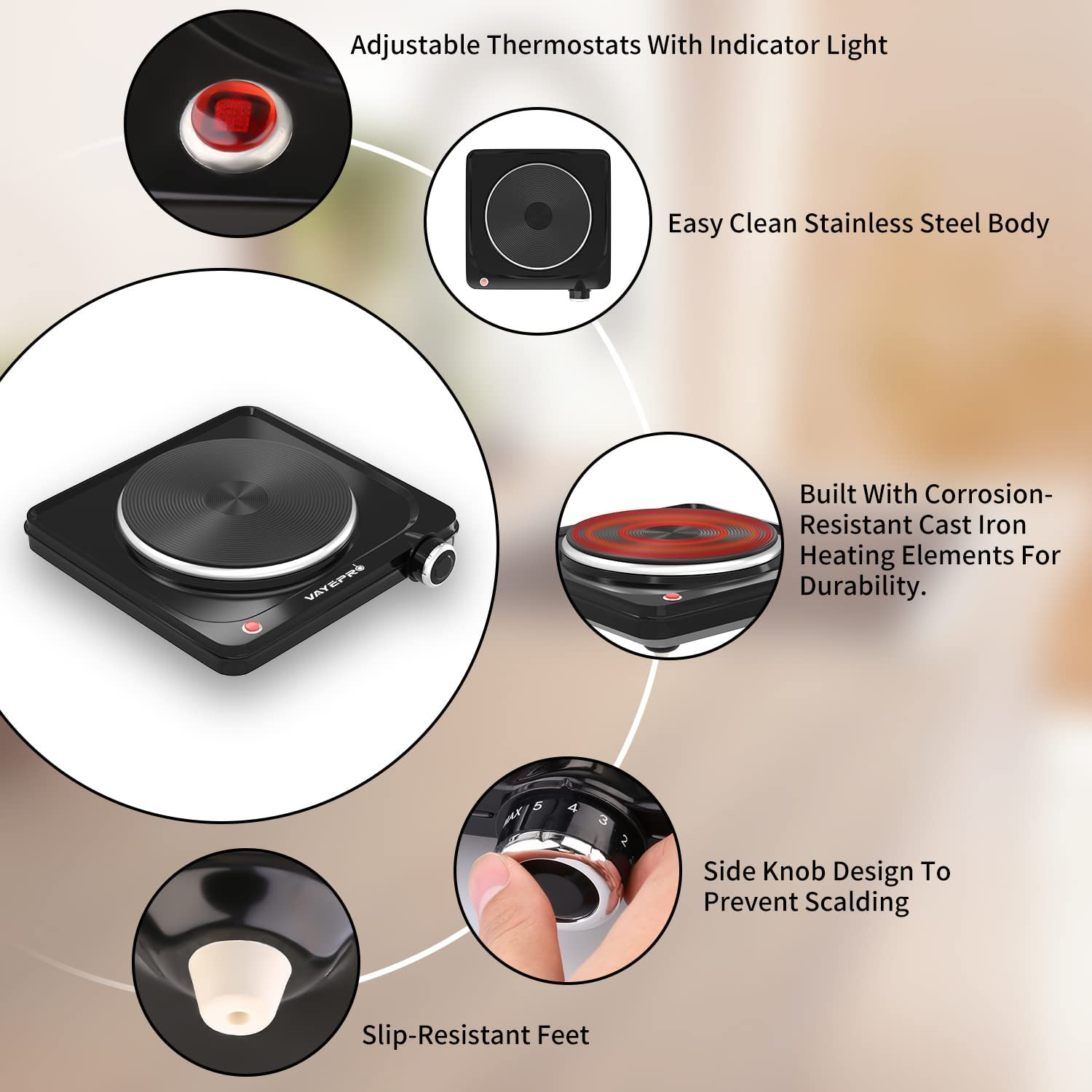 Hot Single Plate Portable Electric Burner Stove 1500W Countertop for Dorm home - Fresh Stock Dated February 2026