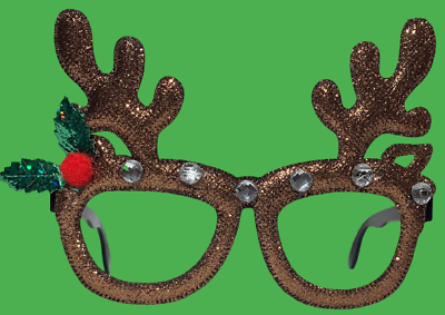 REINDEER ANTLER GLASSES Funny Bling Christmas Novelty Rudolph Gag Joke Holly Eye - Fresh Stock Dated February 2026