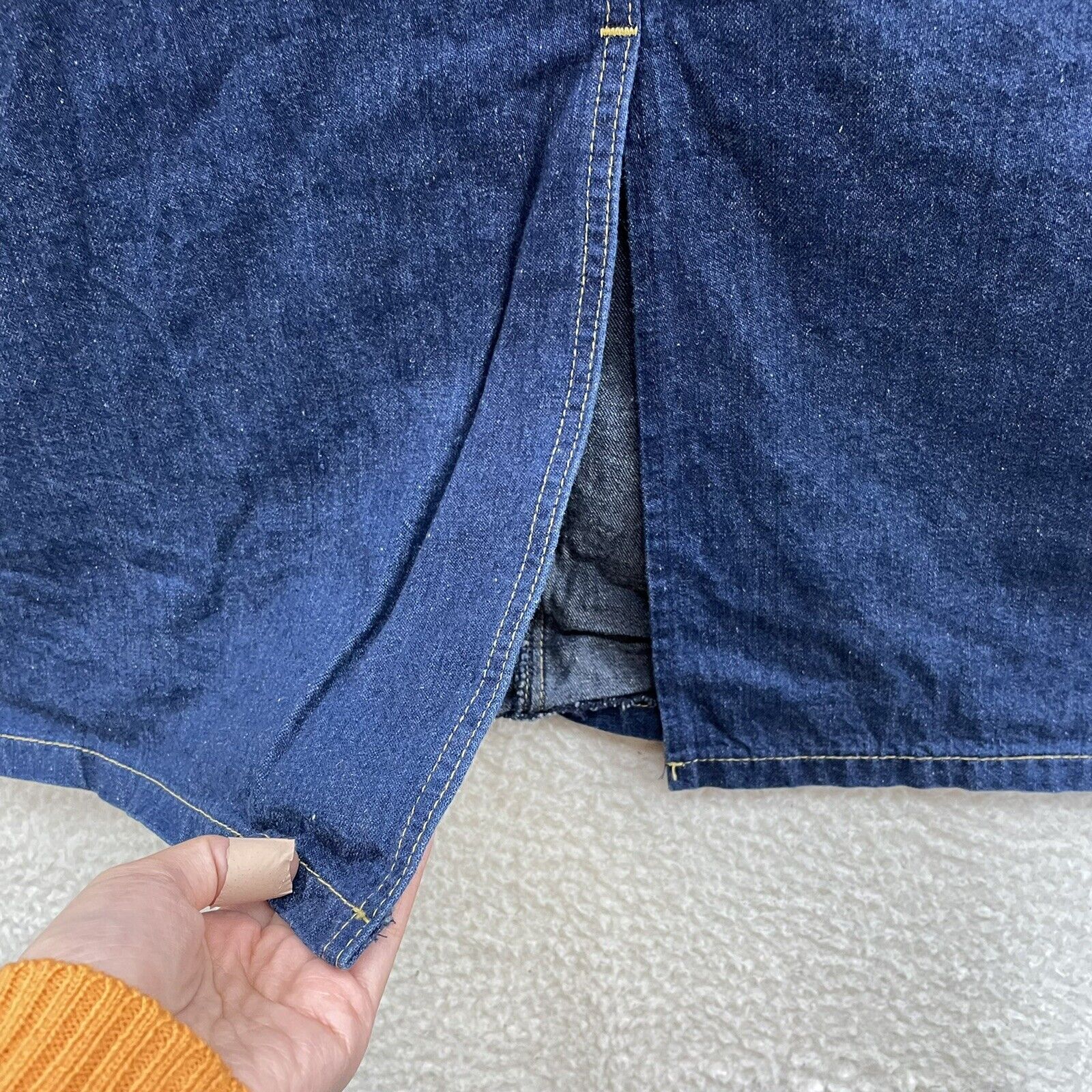 90s Vintage LL Bean Dark Wash Denim Midi Skirt Womens 00 0 23 24 XXS XS - Fresh Stock Dated March 2026