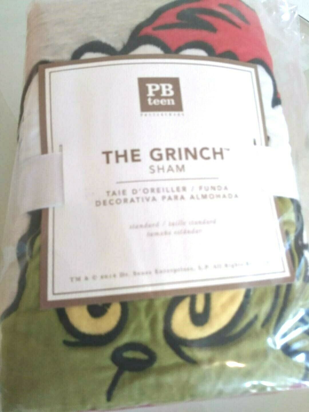 Pottery Barn Grinch Christmas pillow cover Sham gingham Dr Seuss Holiday Gift - Fresh Stock Dated December 2025