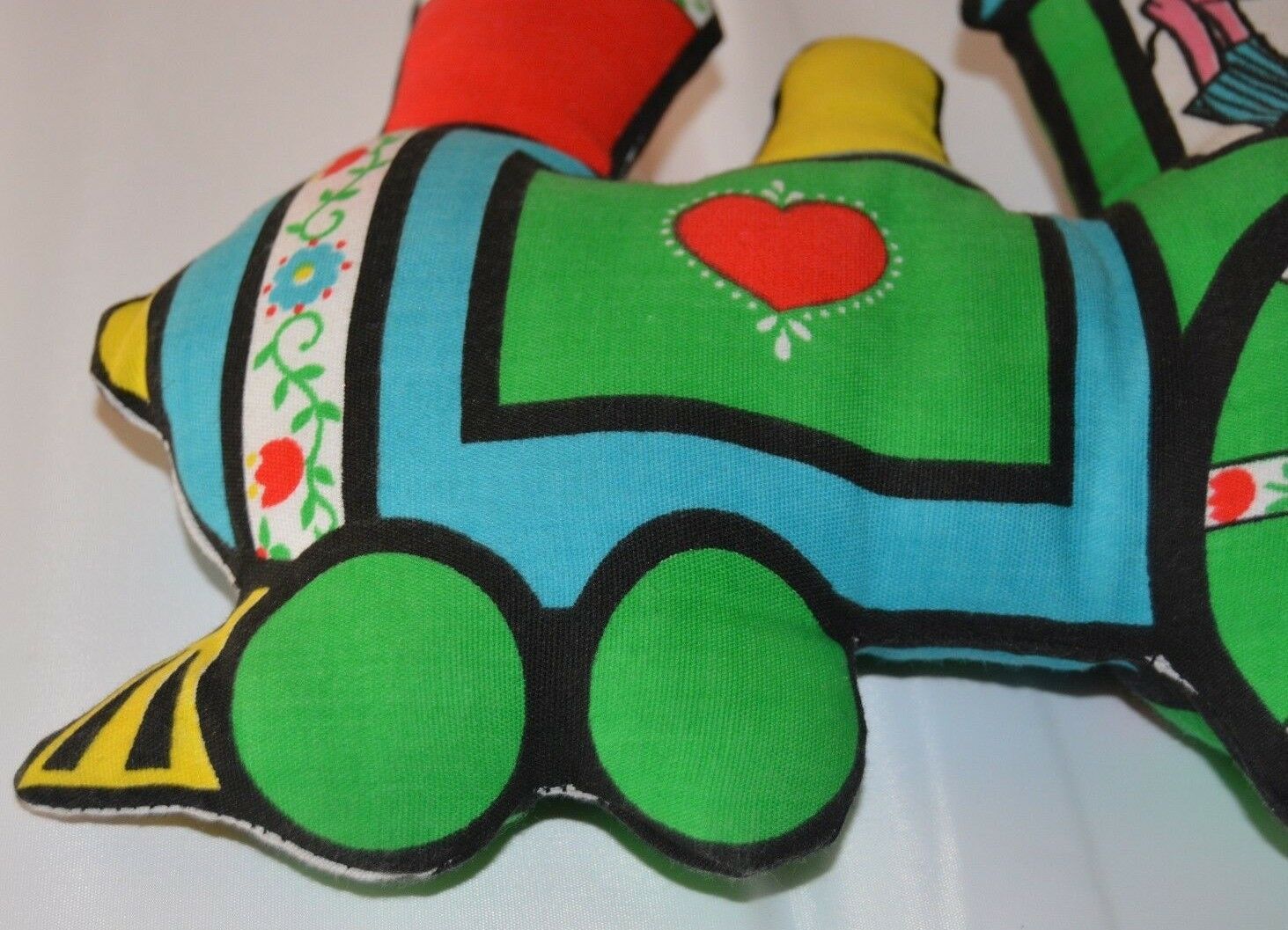 Springs Mills Train Shaped Pillow Colorful Conductor Green Blue Red Kids Room - Fresh Stock Dated December 2025