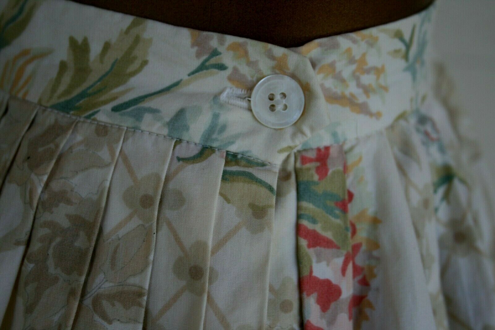 Vintage RALPH LAUREN Blue Label Midi Pleated Victorian Print Cotton Skirt S - Fresh Stock Dated February 2026