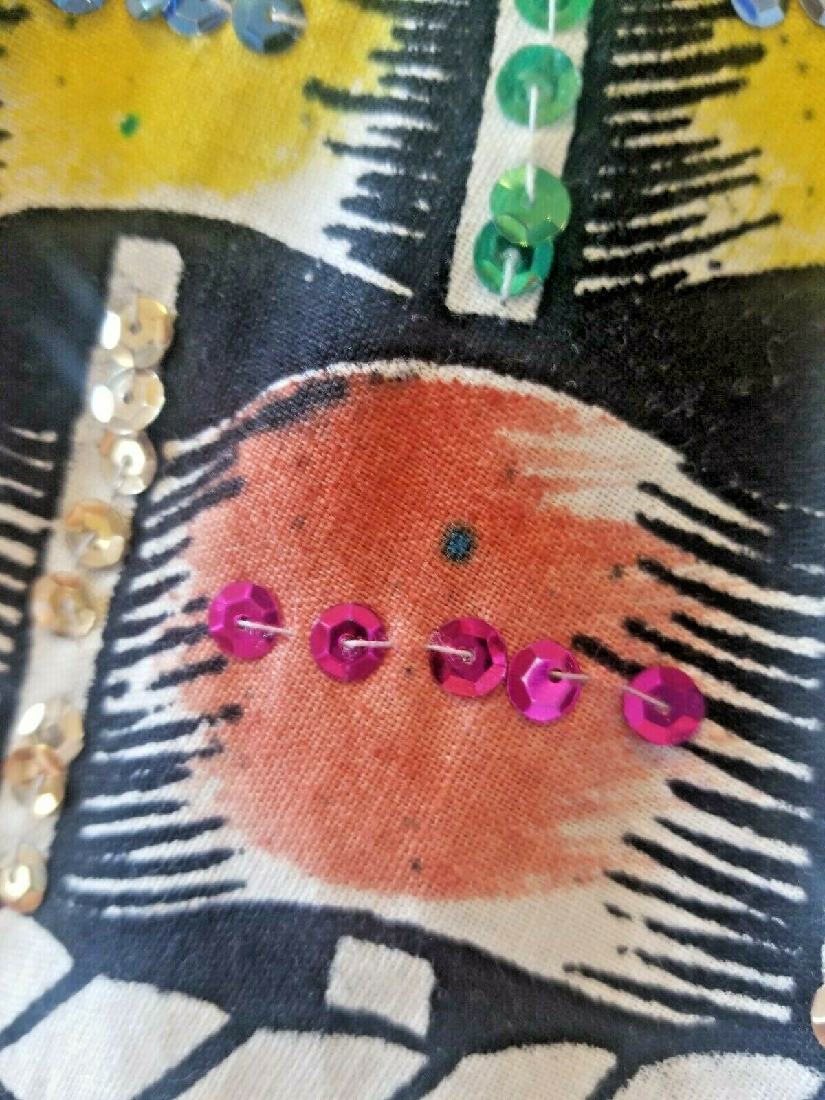 Vintage Mexican Full Circle Skirt Hand Painted Floral With Sequins Rockabilly - Fresh Stock Dated December 2025