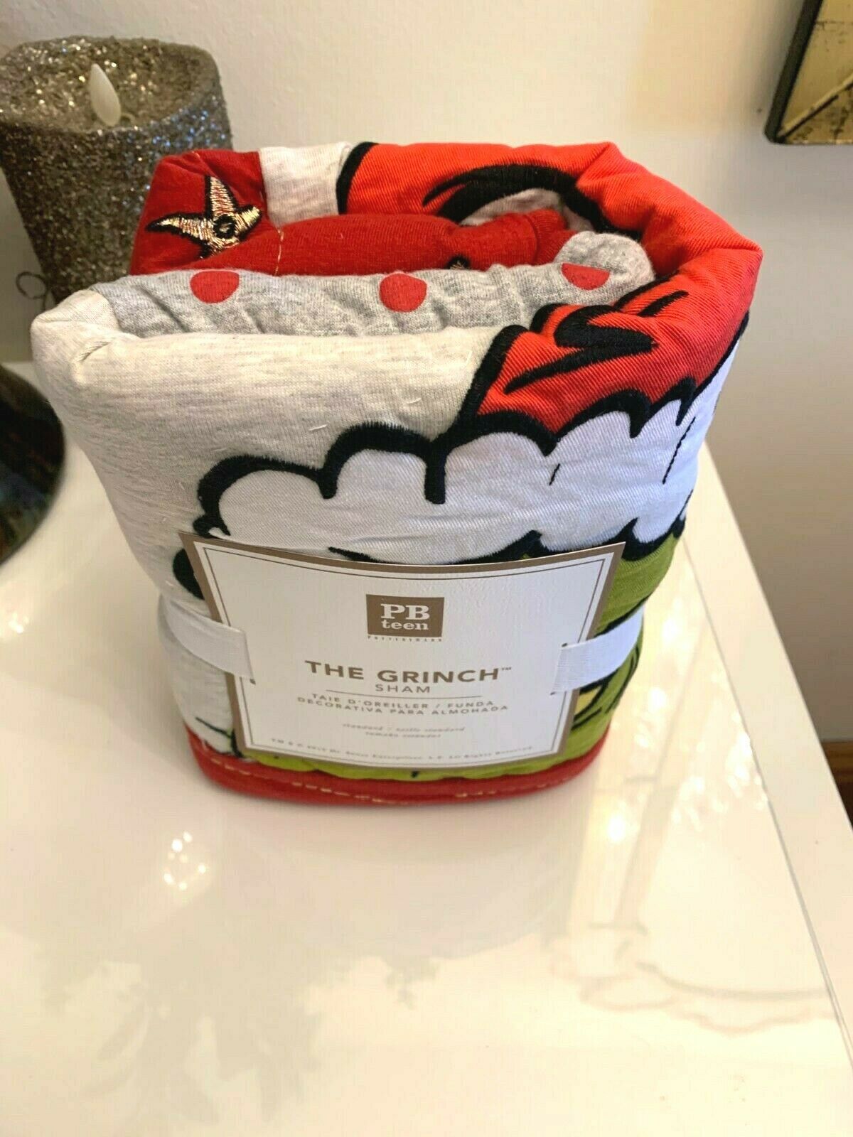 Pottery Barn Grinch Christmas pillow cover Sham gingham Dr Seuss Holiday Gift - Fresh Stock Dated December 2025