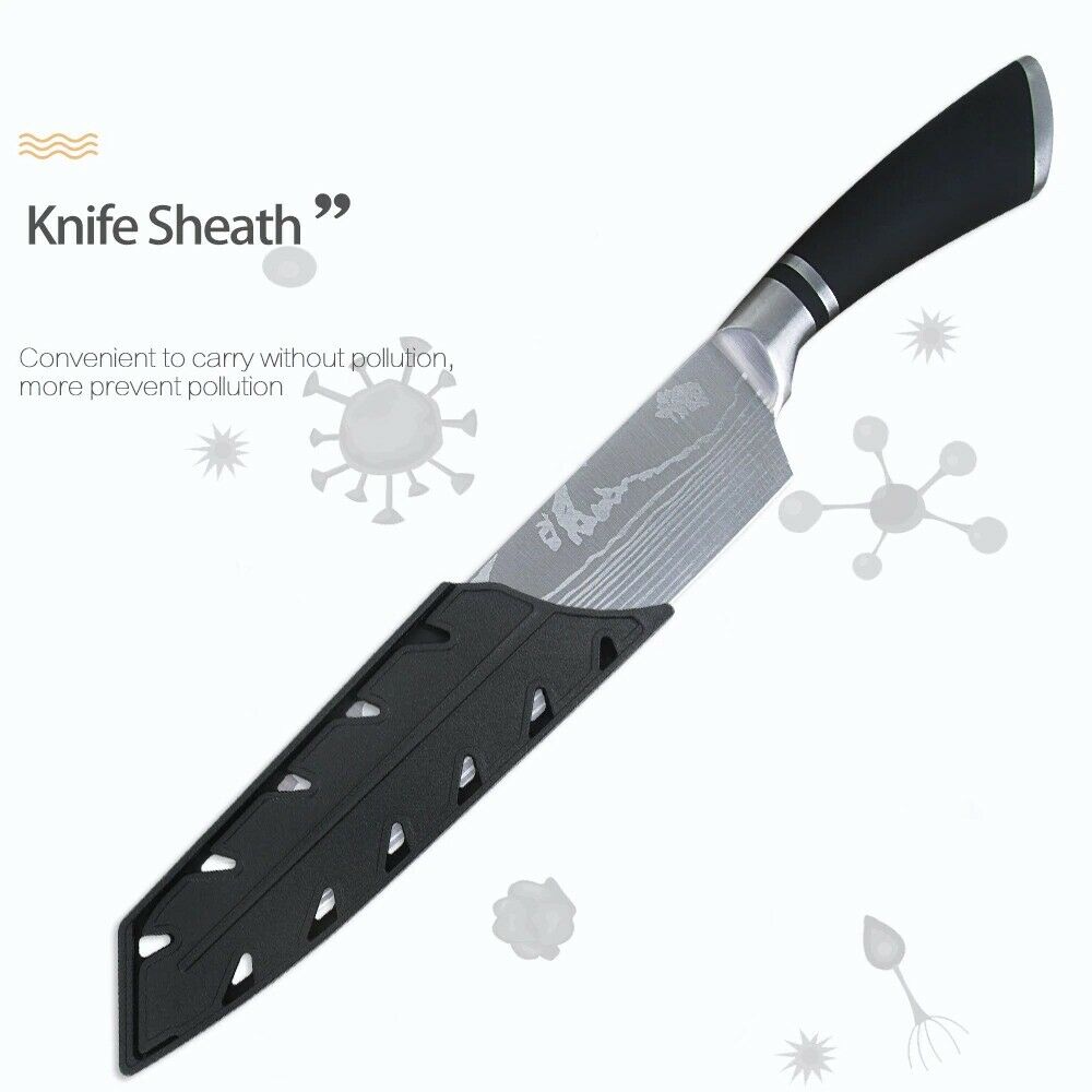 8 Inch Pro Japanese Chef's Nakiri Knife Stainless Steel Chef Kitchen Knives US - Fresh Stock Dated December 2025