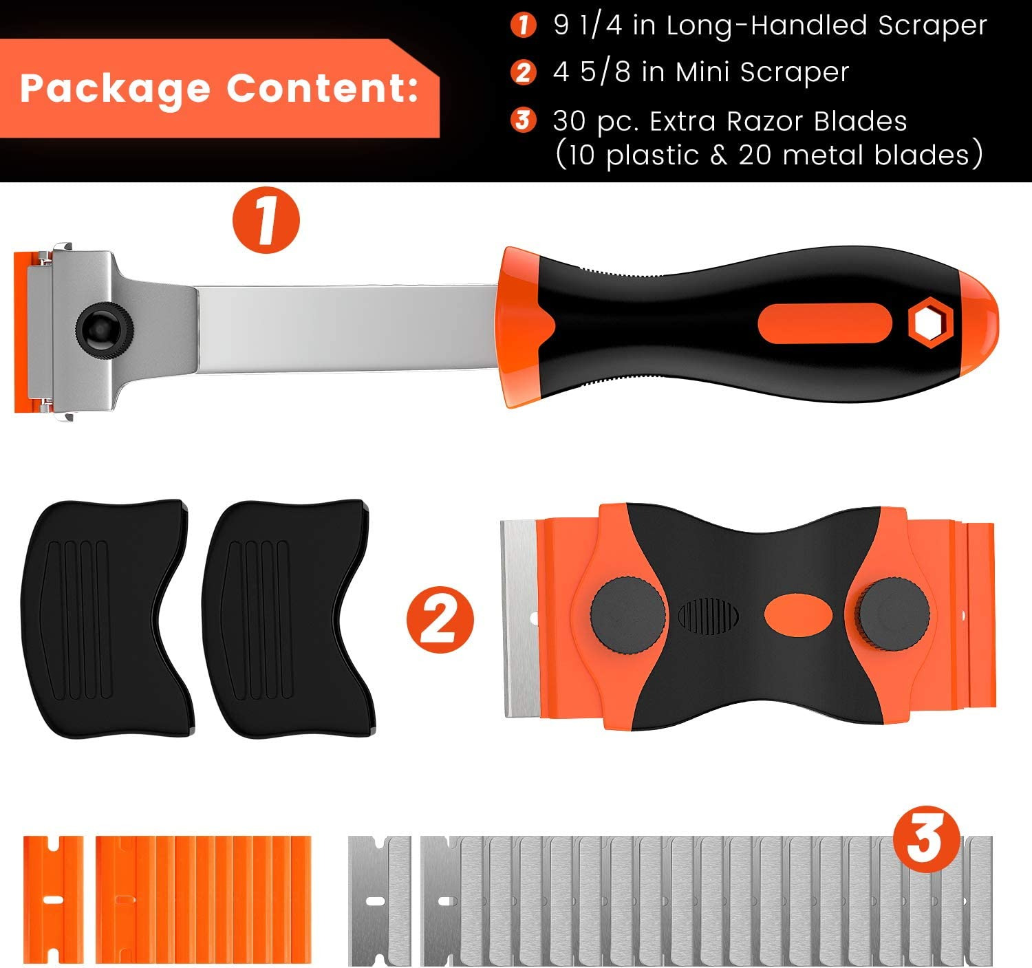 Razor Blade Scraper, 2 PCS Razor Scraper Tool for Removing Label, Registration S - Fresh Stock Dated February 2026