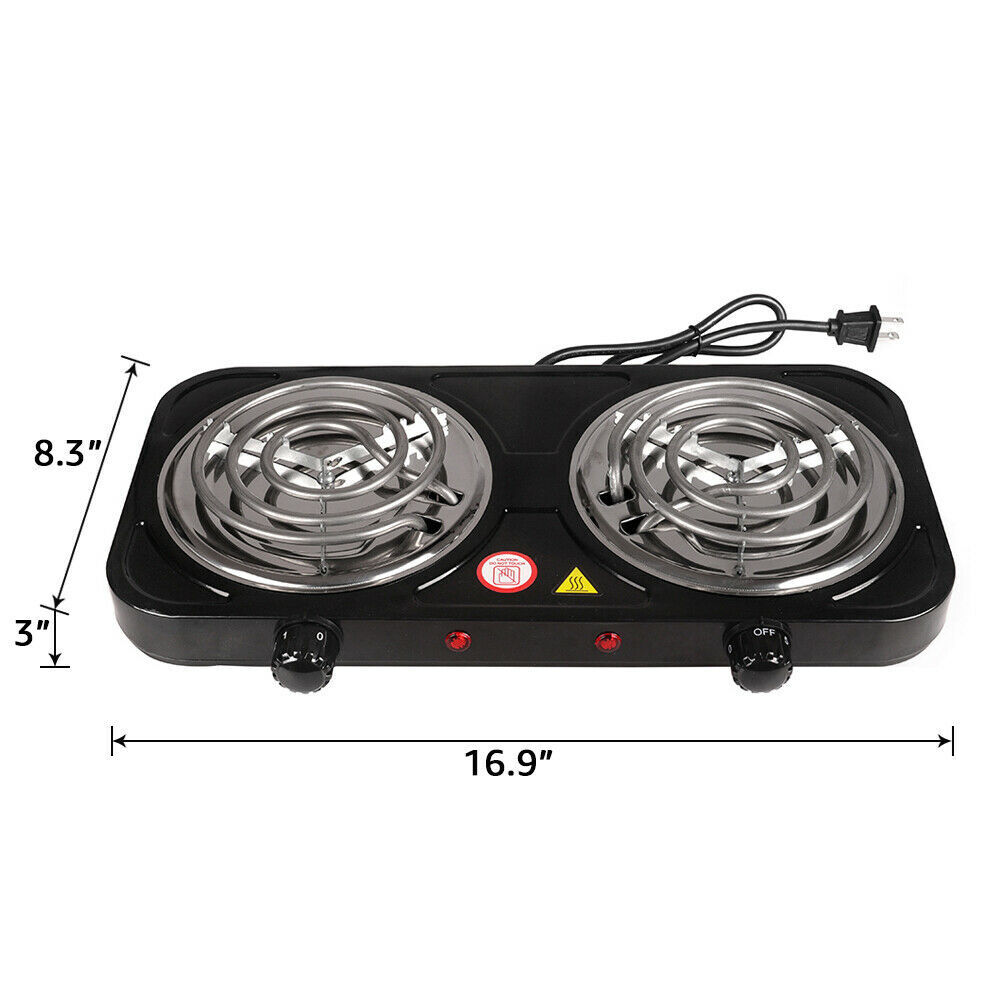 Electric Camping Double Burner Hot Plate Portable Heating Cooking Stove Dorm - Fresh Stock Dated February 2026