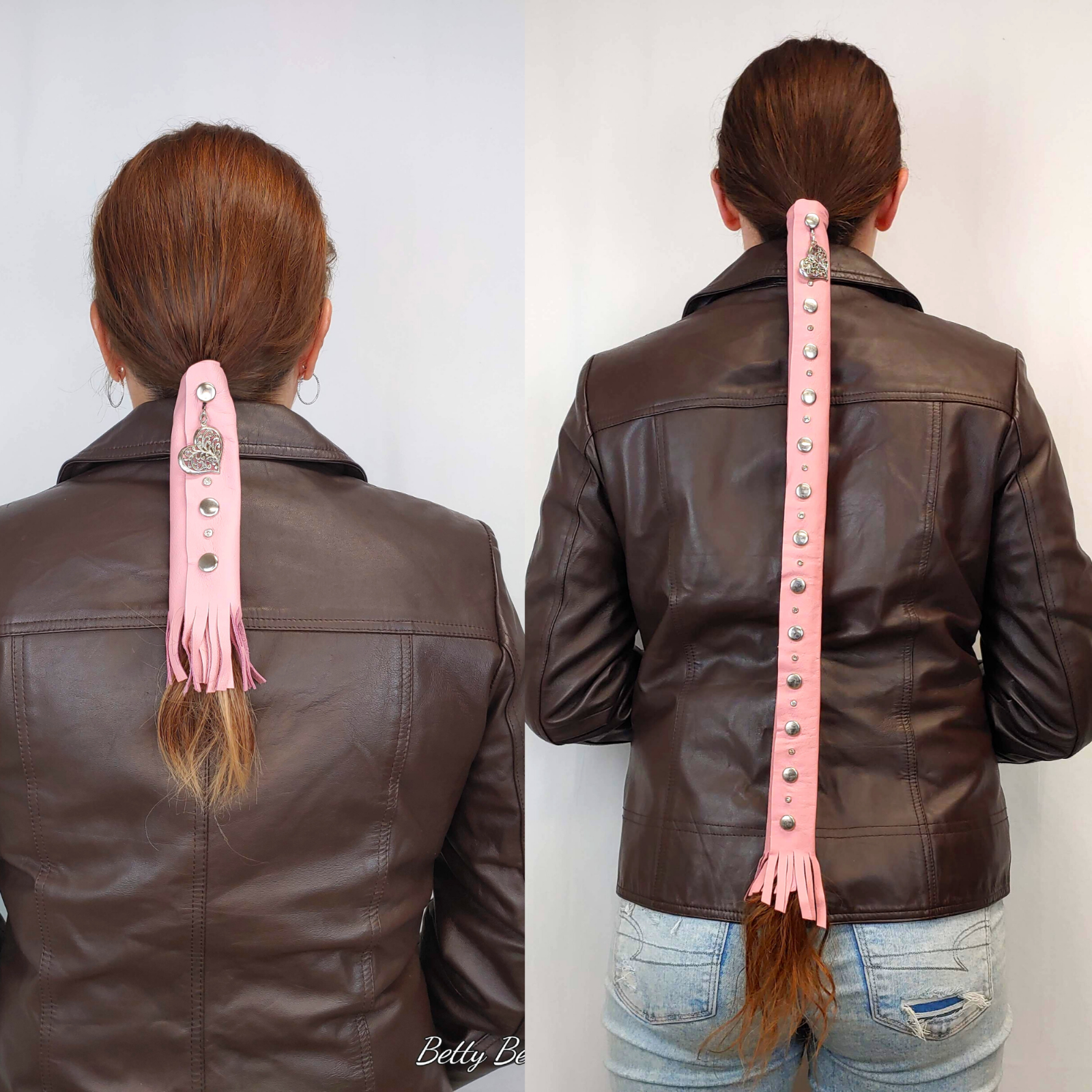 Leather Motorcycle Hair Wrap, 9 Colors, Helmet Accessories Ponytail Glove Fringe - Fresh Stock Dated February 2026