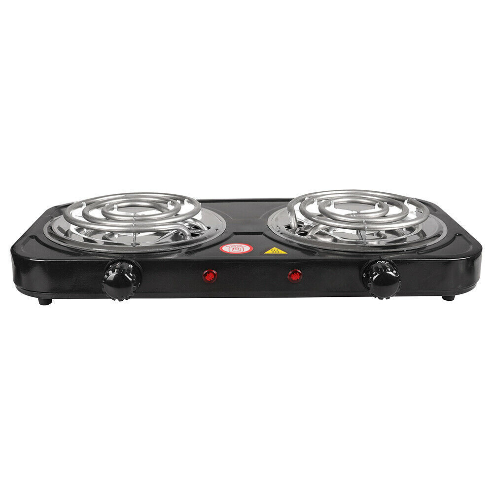 Electric Camping Double Burner Hot Plate Portable Heating Cooking Stove Dorm - Fresh Stock Dated February 2026