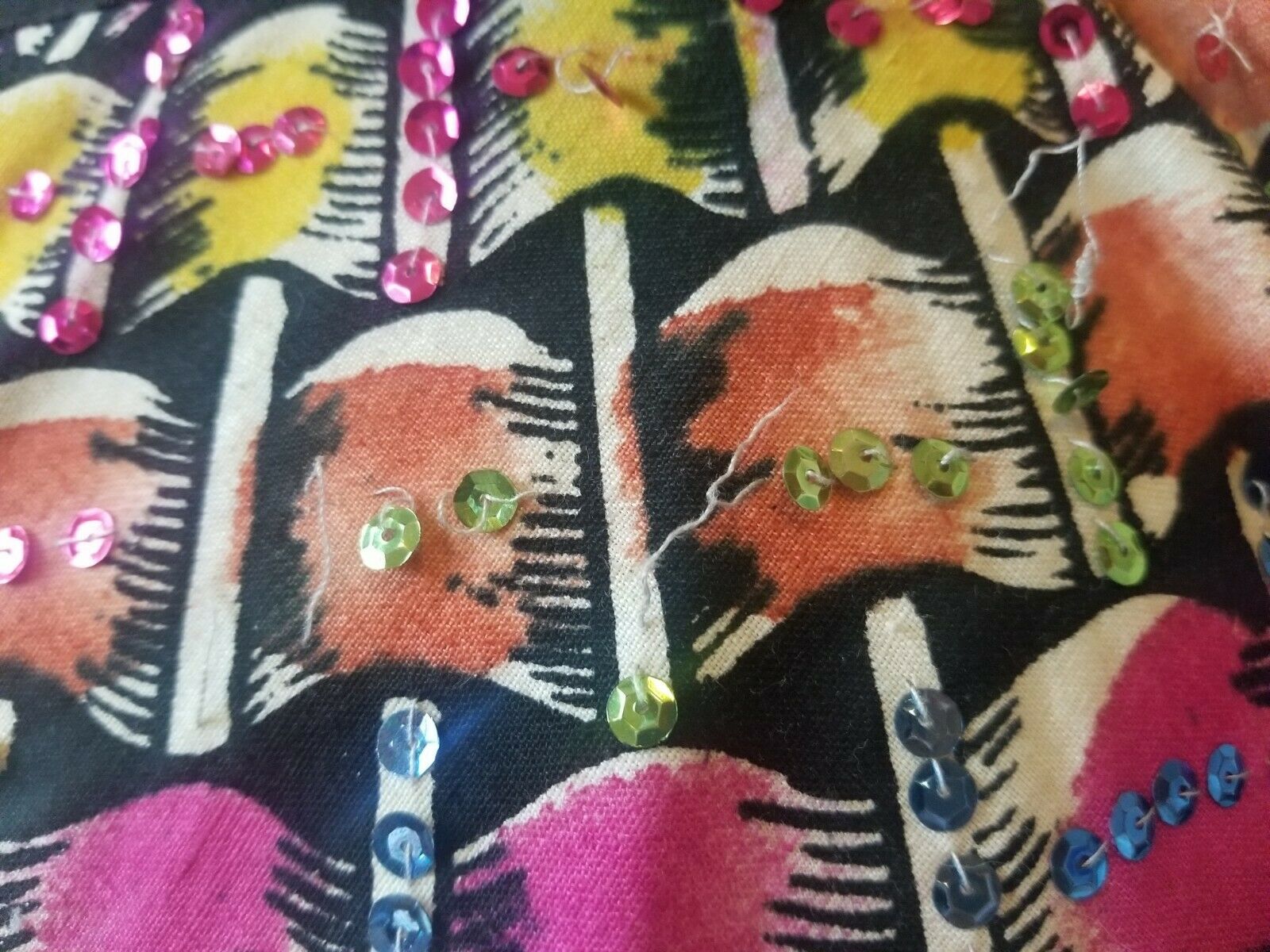 Vintage Mexican Full Circle Skirt Hand Painted Floral With Sequins Rockabilly - Fresh Stock Dated December 2025