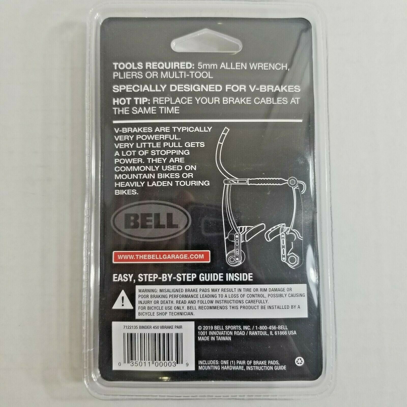 Bell Sports Binder 450 Replacement V-Brake Pads, Black BRAND NEW FACTORY SEALED - Fresh Stock Dated February 2026
