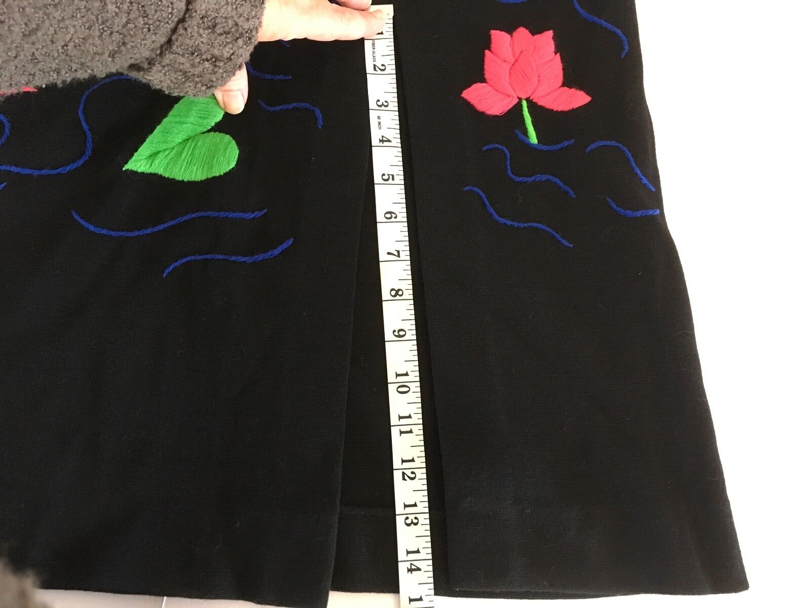 Vintage Unbranded Womens 10 Maxi Skirt Embroidered Flowers 28