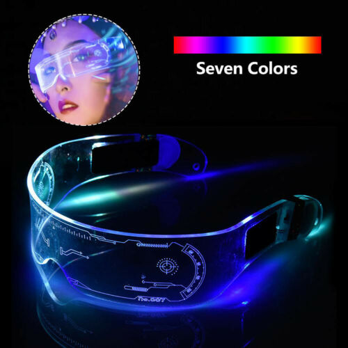 Halloween LED Visor Glasses Lumious Neon Nightlife Light Up Goggles Party 7Color - Fresh Stock Dated February 2026