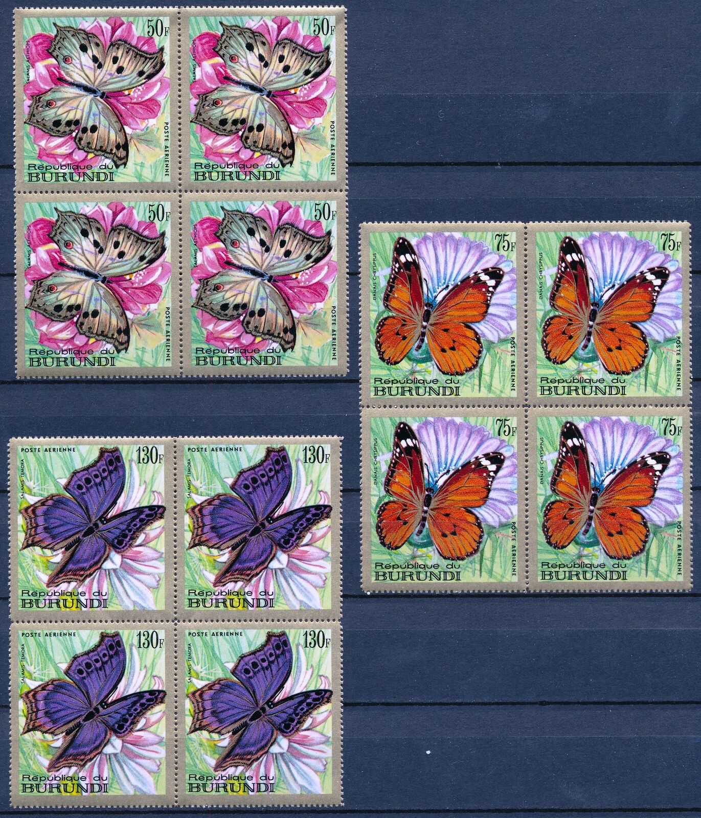 [PG20263] Burundi 1968 : Butterflies - 4x Good Set Very Fine MNH Airmail Stamps - Fresh Stock Dated December 2025