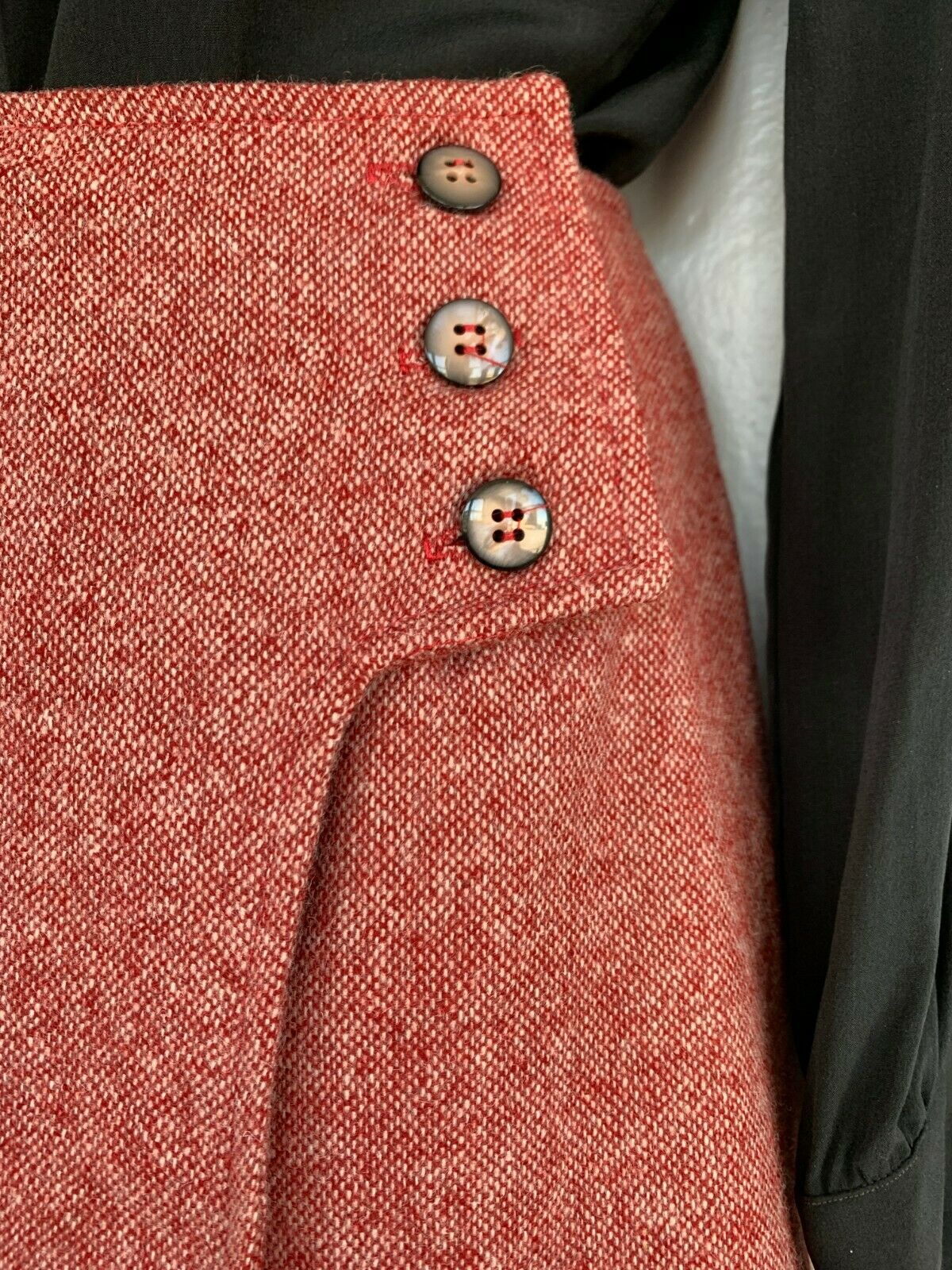 Women's Vintage Seaton Hall 1960s red tweed wool split mini skirt skort culottes - Fresh Stock Dated February 2026