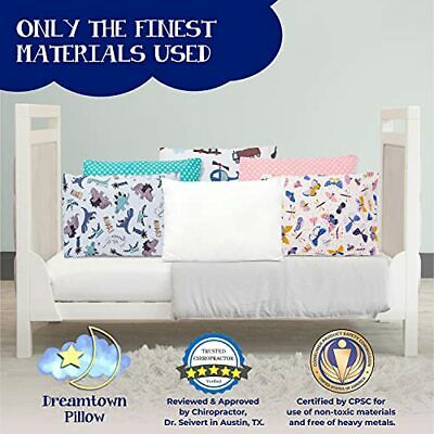 Toddler Pillow with Pillowcase 14x19 - Chiropractor Recommended. Made in White - Fresh Stock Dated December 2025