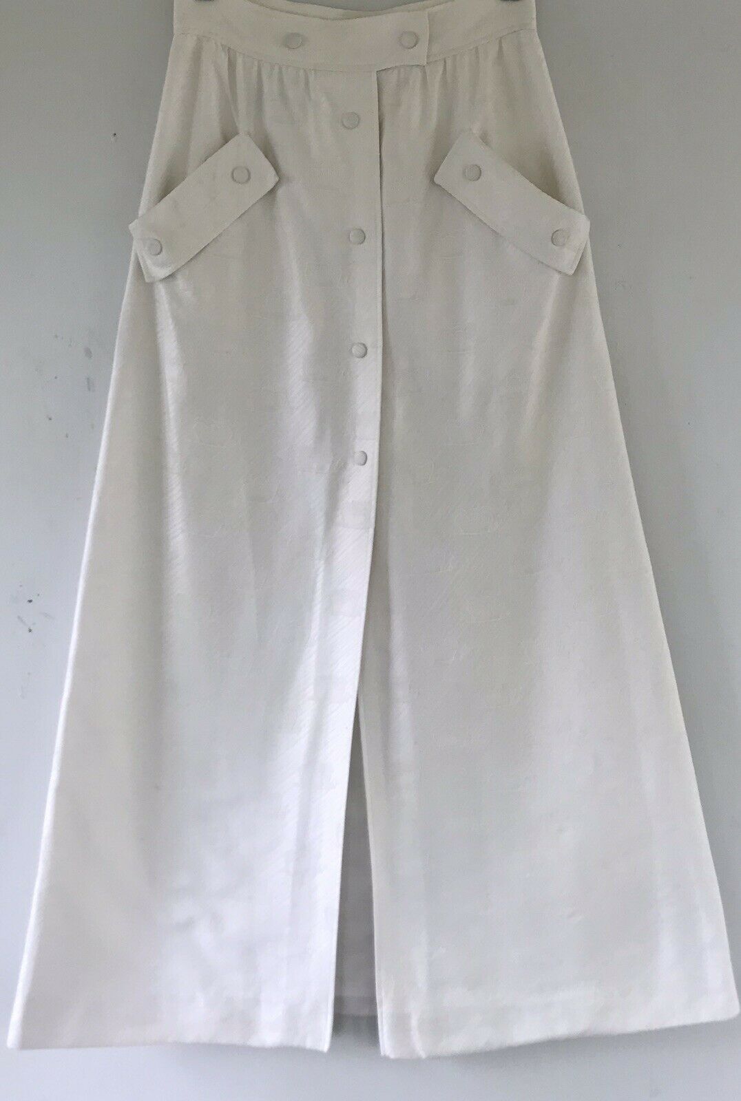 Vintage 1960s Courreges White Snail Print Maxi Skirt - Fresh Stock Dated February 2026