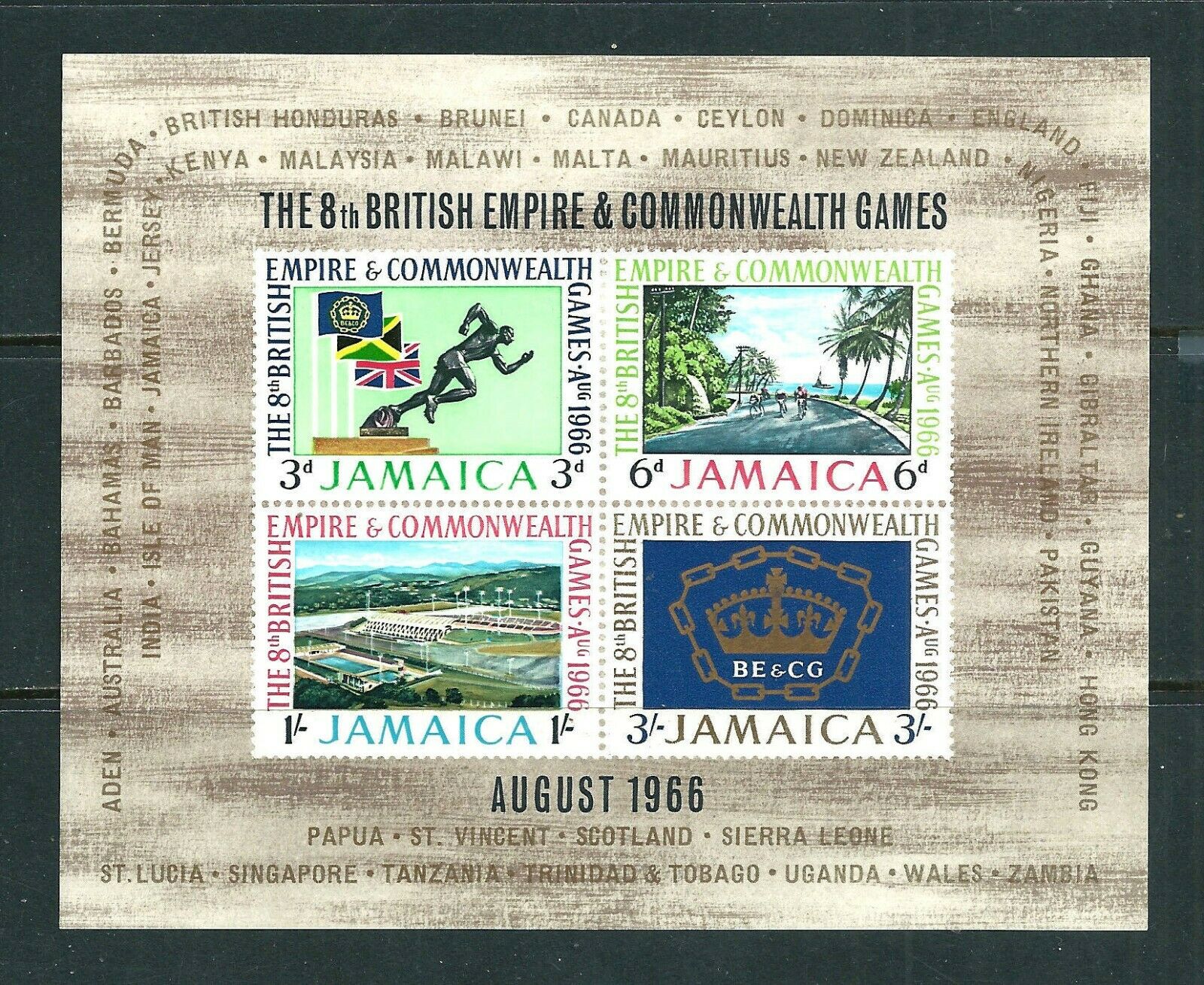 Jamaica - 1966 Commonwealth Games 4 stamp set & imperf sheet MNH - Fresh Stock Dated February 2026