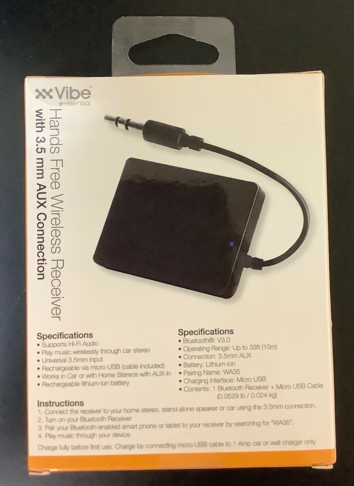 Vibe Hands Free Wireless Bluetooth Receiver With 3.5MM AUX - Fresh Stock Dated February 2026