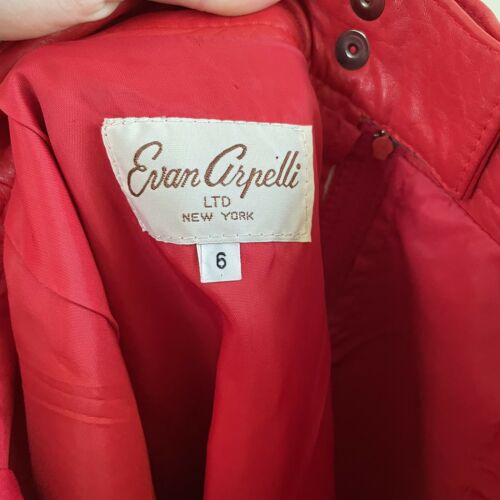 Vintage Genuine Leather Tight Midi Pencil Skirt Cherry Red Evan Arpelli Sz 6 28” - Fresh Stock Dated February 2026