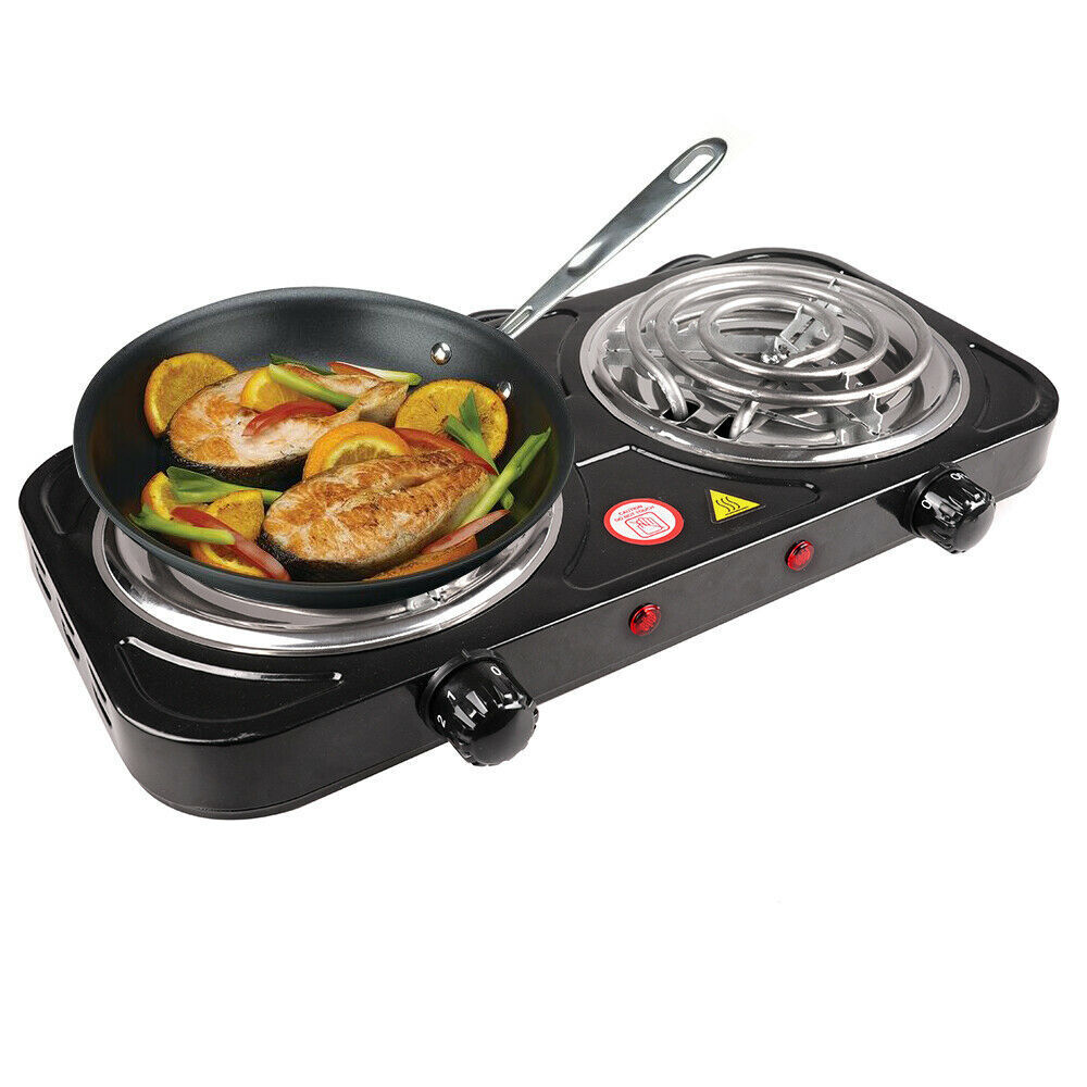 Electric Camping Double Burner Hot Plate Portable Heating Cooking Stove Dorm - Fresh Stock Dated February 2026