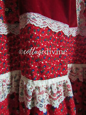 Magical Red Velvet Accent Calico Gunne Sax Gunnies Vtg 1970s Maxi Prairie Skirt - Fresh Stock Dated February 2026