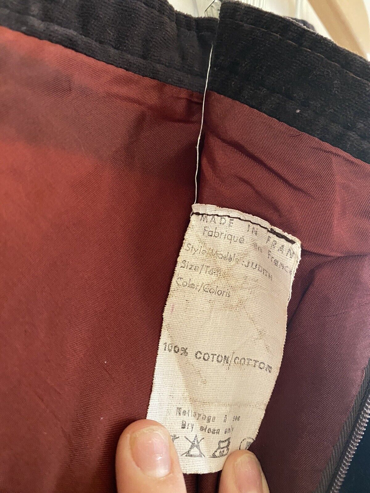 Vintage Made In France High waist Edwardian Velvet A line 60s midi skirt xs - Fresh Stock Dated March 2026