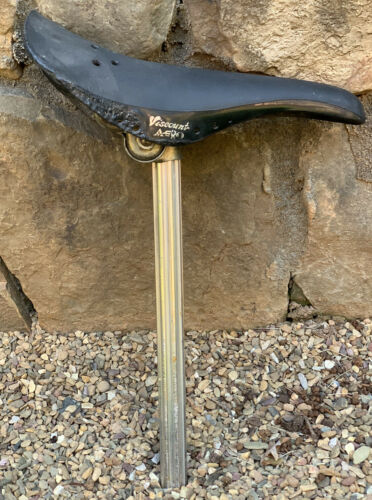 USED BLACK VISCOUNT AERO Hard Shell SADDLE with Seat Post; OLD SCHOOL BMX - Fresh Stock Dated December 2025