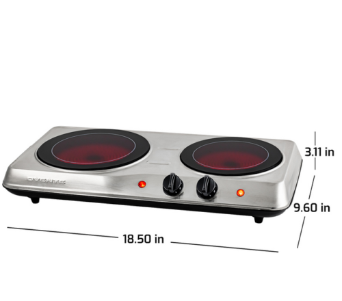 Electric Infrared Cooktop Burner Portable 2 Plate Dual Countertop Cooker Stove - Fresh Stock Dated December 2025