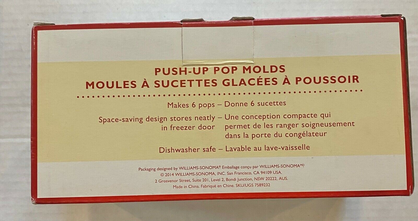 WILLIAMS-SONOMA Push-Up Pop Popsicle Molds New Veg Look - Fresh Stock Dated February 2026