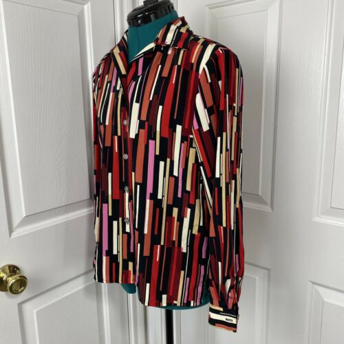 Vintage 90s Jordan Women's Blouse Top Abstract Long Sleeve Size Small - Fresh Stock Dated February 2026