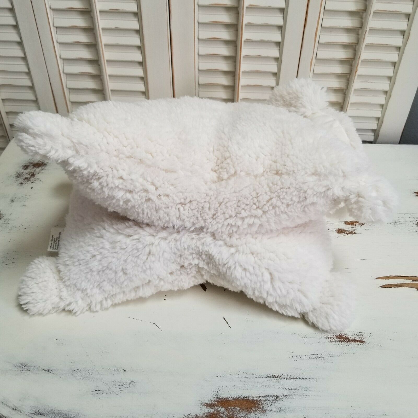 Pottery Barn Kids Sherpa Cream Bear Pillow Pet Plush Sleepover - Fresh Stock Dated December 2025