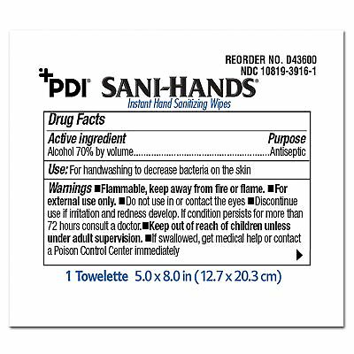 Sani-Hands Wipe Hand Sanitizing Wipe 100 Count Individual Packet 1000 per Case - Fresh Stock Dated December 2025
