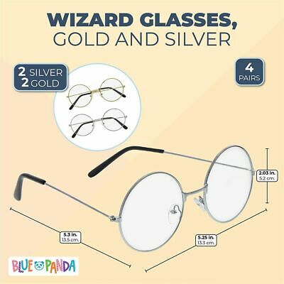 Halloween Wizard Glasses, Costume Accessories (Gold and Silver, 4 Pack) - Fresh Stock Dated February 2026