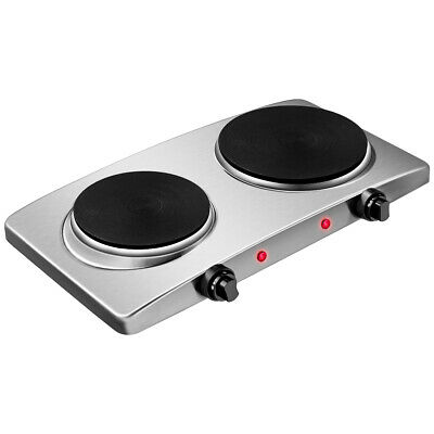 1800W Double Hot Plate Electric Countertop Burner Stainless Steel 5 Power Levels - Fresh Stock Dated December 2025
