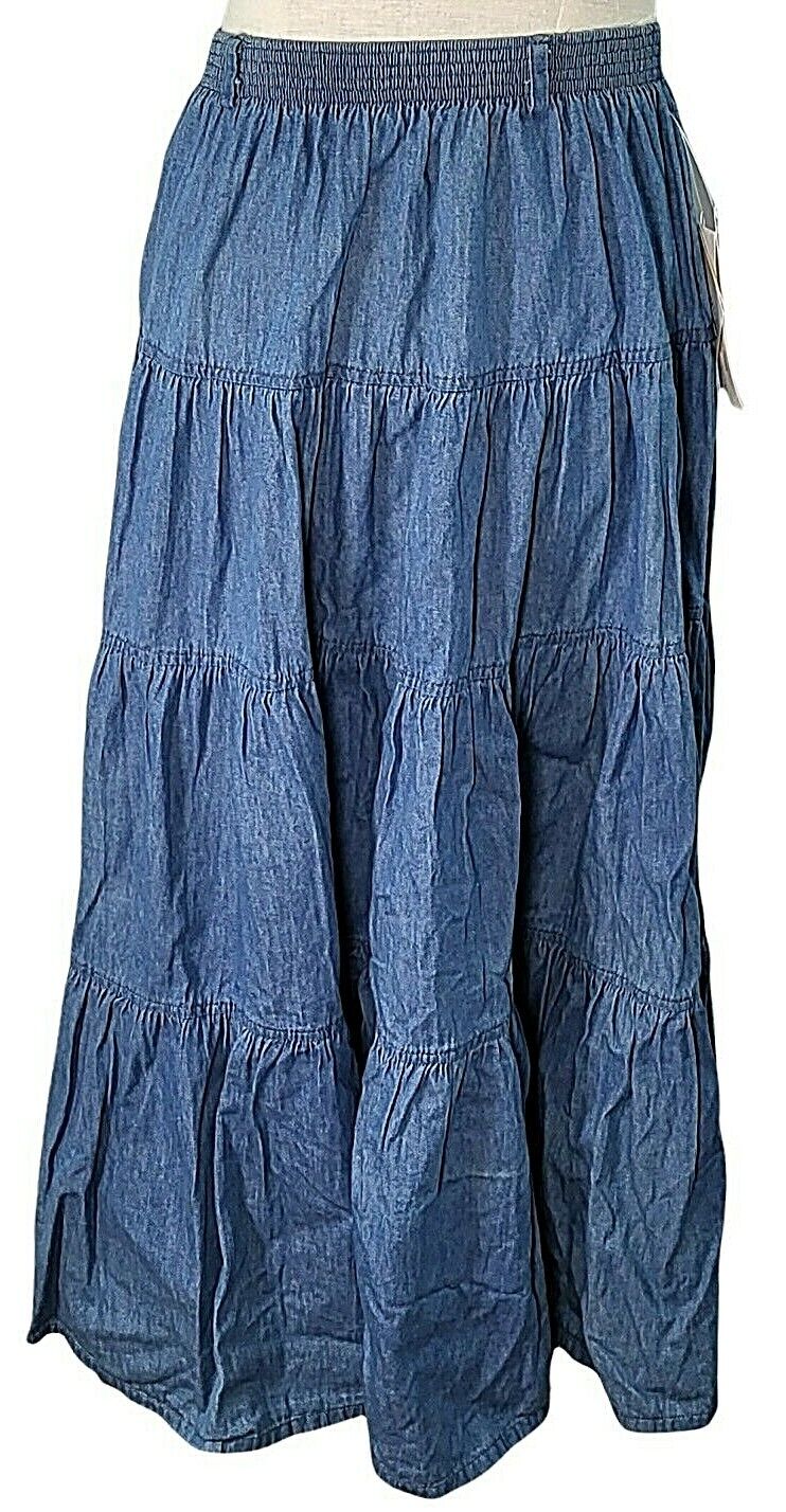Vintage Gotcha Covered Skirt Size Medium 90s Stretch Modest Long Denim NEW Tags - Fresh Stock Dated March 2026