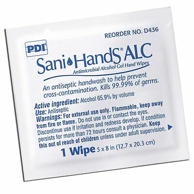 Sani-Hands Wipe Hand Sanitizing Wipe 100 Count Individual Packet 1000 per Case - Fresh Stock Dated December 2025