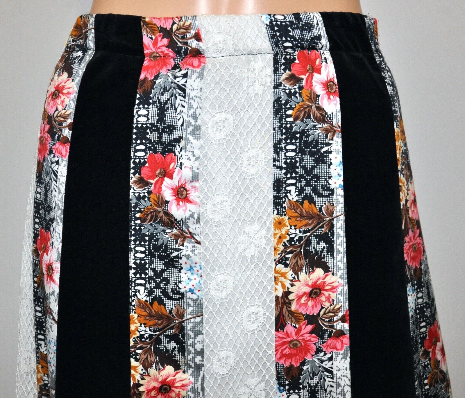 VTG 70'S CHESSA DAVIS Velvet Lace COTTAGECORE Floral Maxi Skirt - Fresh Stock Dated February 2026