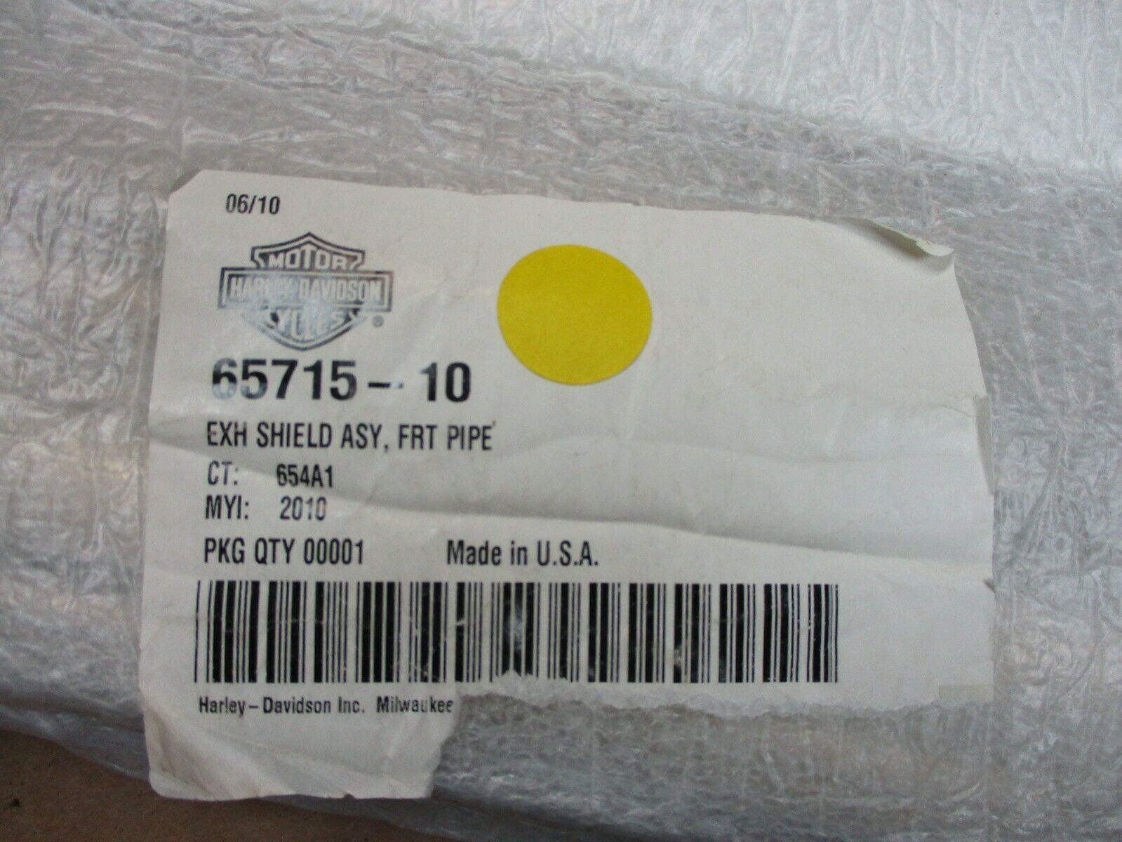 Harley Davidson OEM FLSTC Front Pipe Chrome Heat Shield 65715-10 - Fresh Stock Dated February 2026