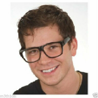 Black Frame Nerd Retro Hipster Frames Glasses No Lens Lense Costume Accessory - Fresh Stock Dated February 2026