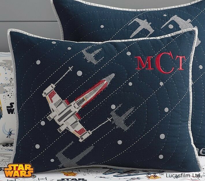 Pottery barn Star Wars bed pillow cover Sham Millennium falcon superhero boy new - Fresh Stock Dated December 2025