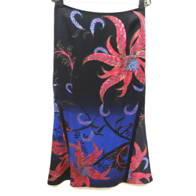 Roberto Cavalli Vintage Bold Floral Print Silk/Satin Flared Hem Skirt~6/US - Fresh Stock Dated February 2026