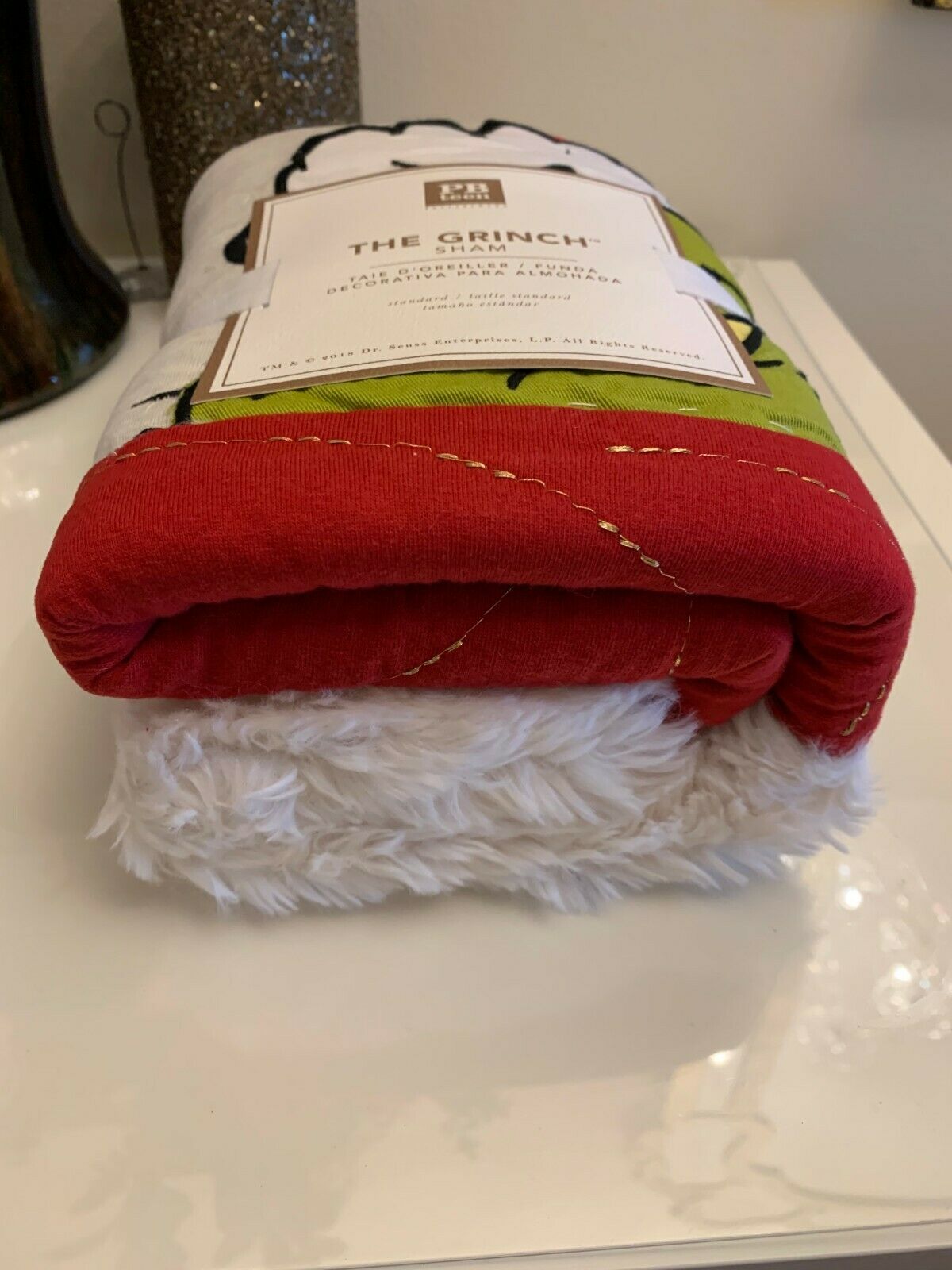 Pottery Barn Grinch Christmas pillow cover Sham gingham Dr Seuss Holiday Gift - Fresh Stock Dated December 2025