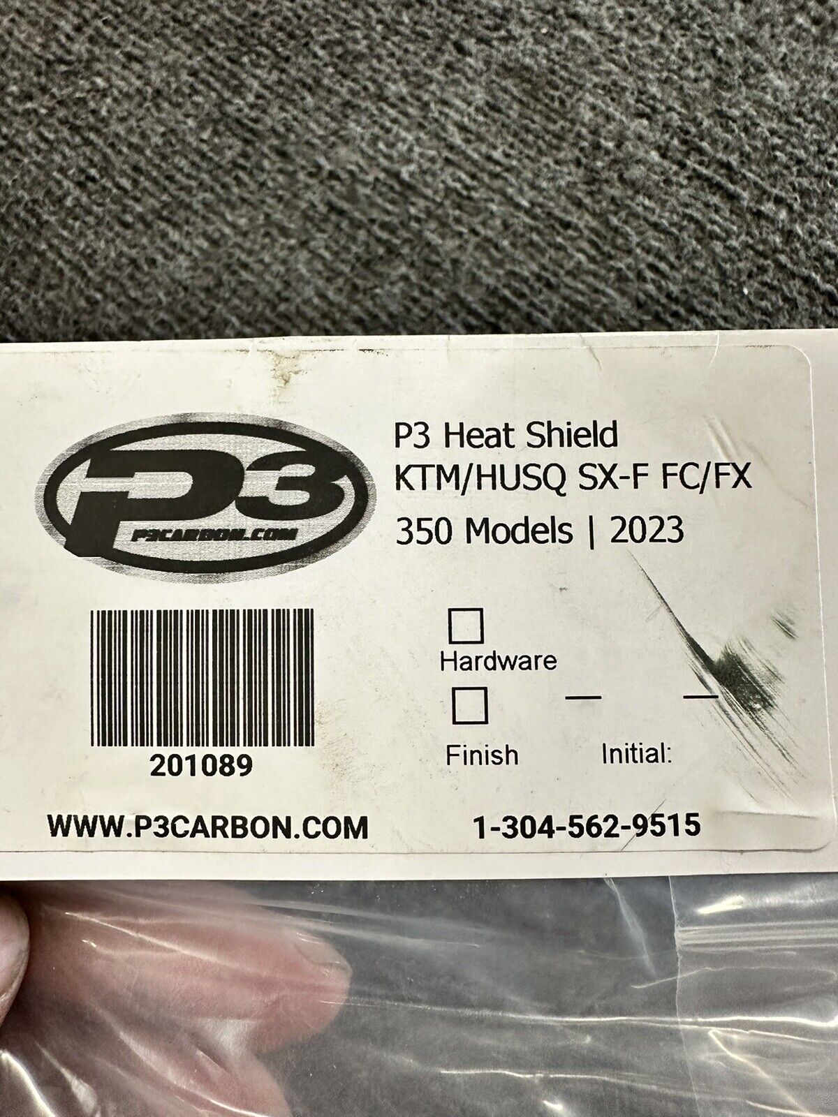 P3 Carbon Fiber Heat Shield 201089 KTM Husq SX-F FC/FX 350 FMF MegaBomb 2023 - Fresh Stock Dated February 2026