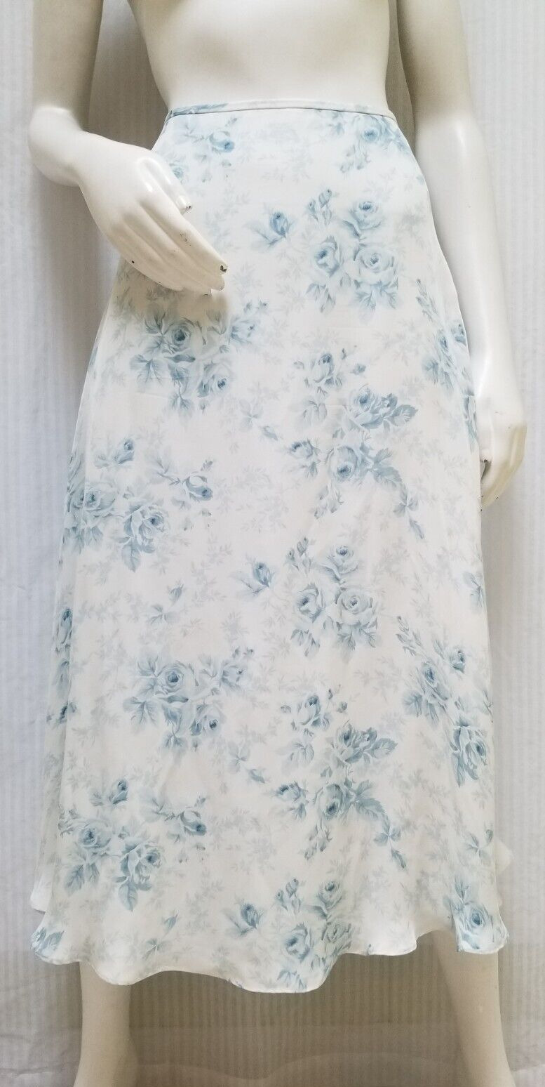 RALPH LAUREN Blue Floral Silk Skirt - Size 10P - Fresh Stock Dated March 2026