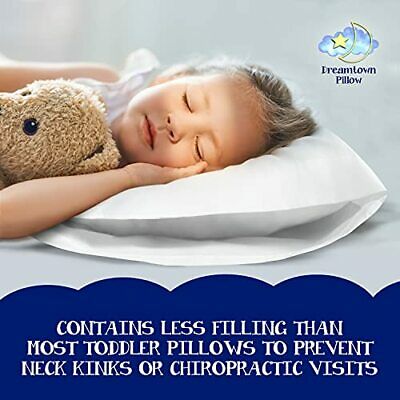 Toddler Pillow with Pillowcase 14x19 - Chiropractor Recommended. Made in White - Fresh Stock Dated December 2025