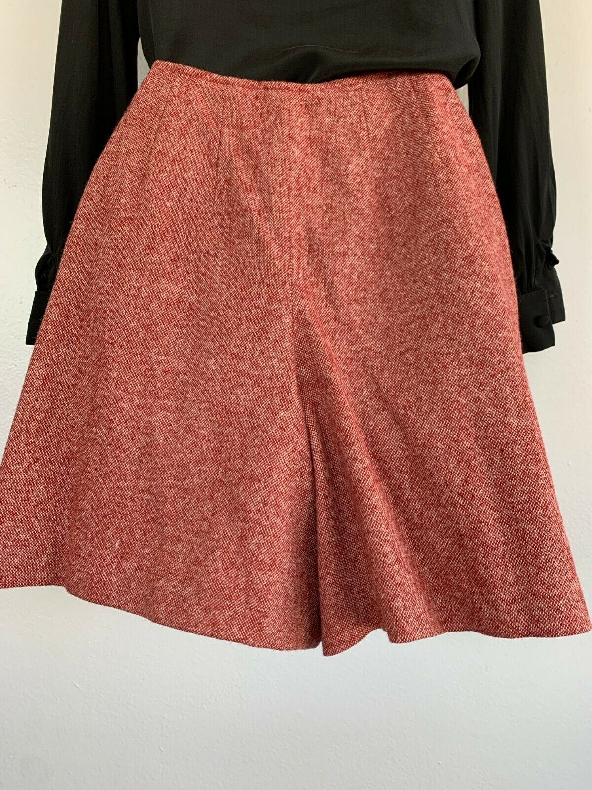 Women's Vintage Seaton Hall 1960s red tweed wool split mini skirt skort culottes - Fresh Stock Dated February 2026