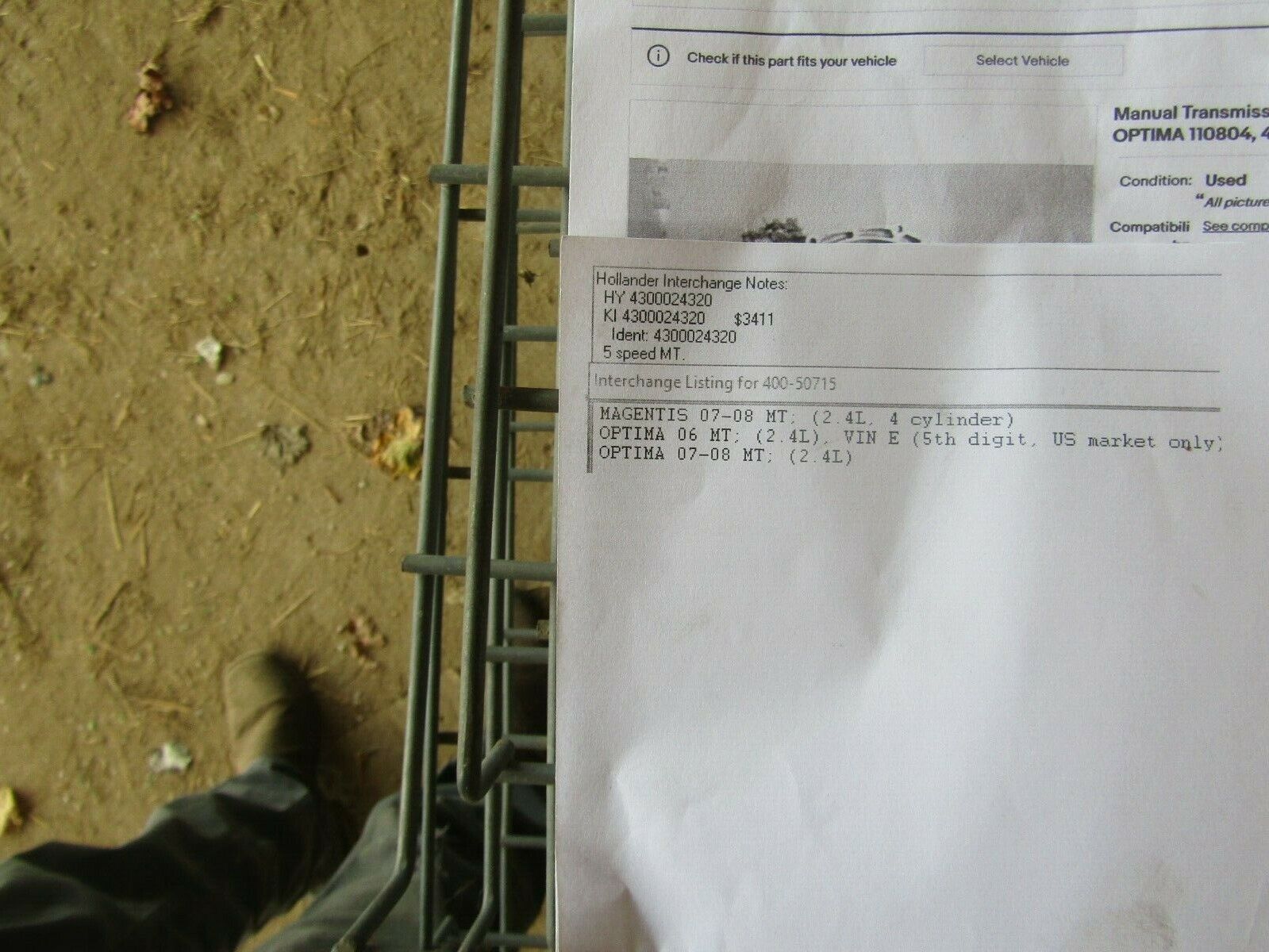 Manual Transmission 5 SPEED 06-08 KIA OPTIMA 2.4L 160411 400-50715 - Fresh Stock Dated February 2026