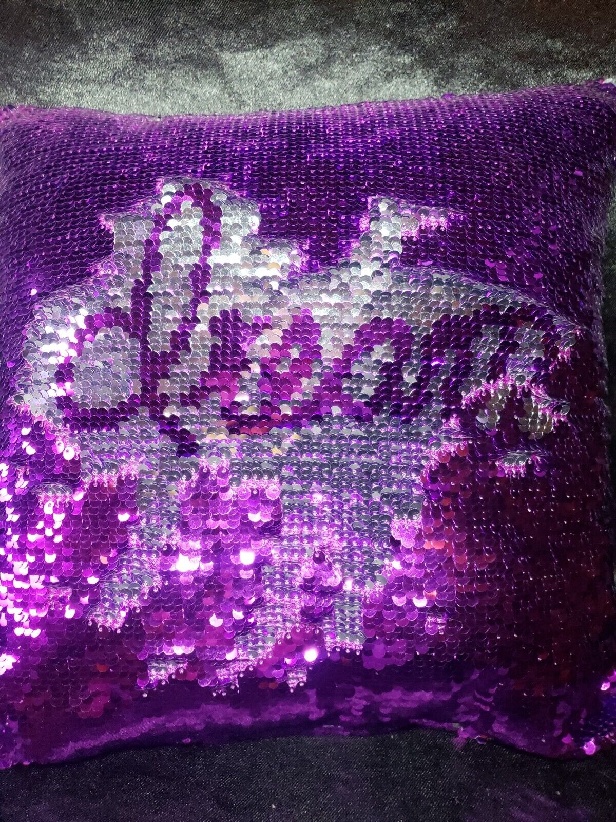 Sequined Color Change Royal Purple / Silver Sparkle Pillow 