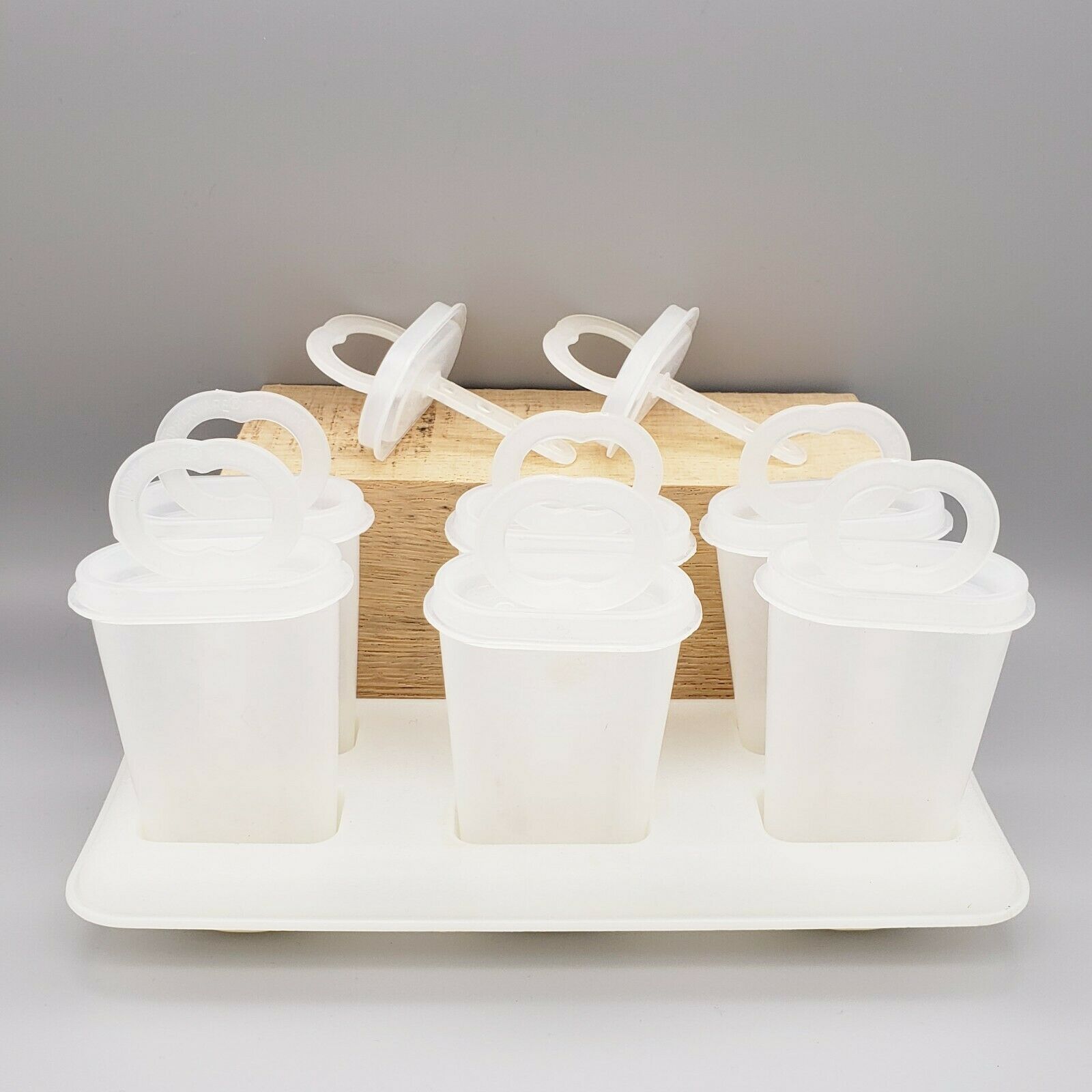 Vtg Tupperware Ice Tubs Set Popsicle Mold Freezer Tray White Clear Summer Treats - Fresh Stock Dated February 2026